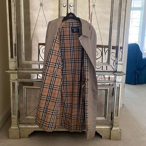 Burberry Trench Coat Vintage 80s Men's 42 Reg Wool Nova Check Lining Gabardine